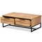 Baxton Studio Franklin Modern Oak Brown Finished Wood and Black Finished Metal 2-Drawer Coffee Table 180-11208-Zoro - alternate 9